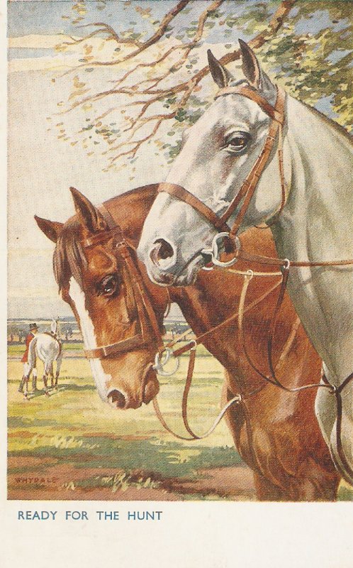 Florence E. Valter. Horses. Ready for the hunt Vintage Valentine PC