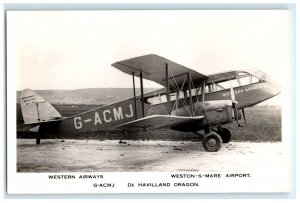 Western Airways G-ACMJ Bristol Plane Airplane Real Photo RPPC Postcard (FV15)