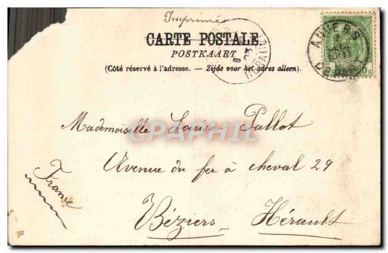 Old Postcard Antwerp Nave De La Cathedrale