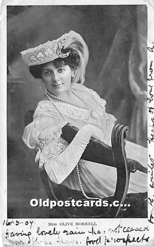 Miss Olive Morrell Theater Actor / Actress 1907 Missing Stamp crease, corner ...