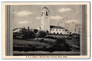 1942 OSL Depot Howard Flat Gardens Building Tower Clock Boise ID Posted Postcard