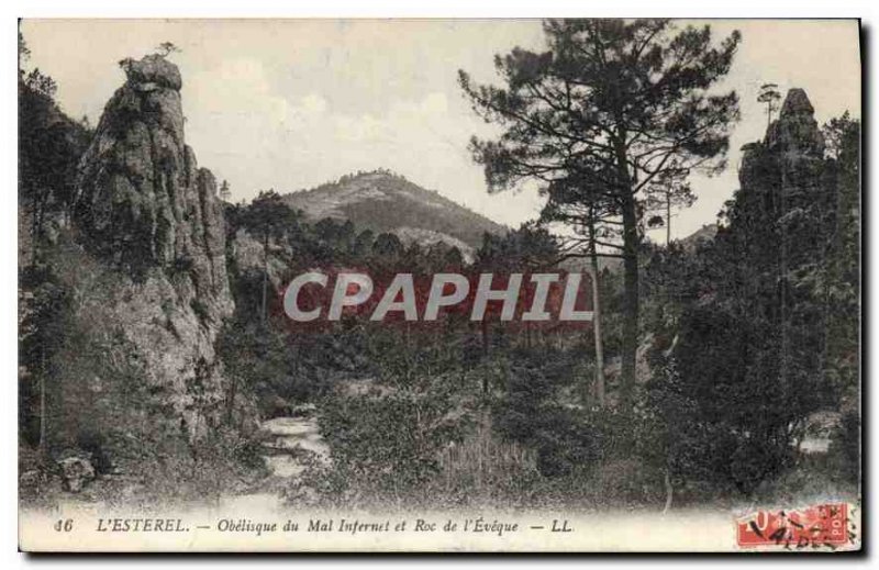 Old Postcard L'Esterel Obelisk Evil Infernet and Roc de l'Eveque