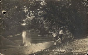 Edmond Oklahoma OK Cancel Riverside Farm Some Damage c1910 Real Photo Postcard