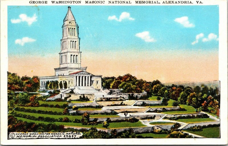 George Washington Masonic National Memorial Alexandria VA Virginia WB Postcard 