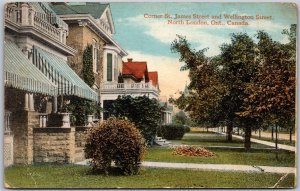 Postcard North London Ontario 1921 Corner St. James Street and Wellington Street