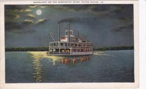 Louisiana Baton Rouge Moonlight On The Mississippi River