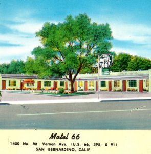 Route 66 San Bernardino CA Motel Postcard California
