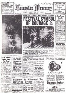 Festival Of Britain Royal 1951 Rare Leicester Newspaper Cover