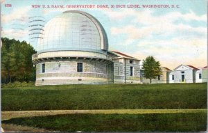 Postcard DC New U .S. Naval Observatory Dome, 36 inch Lense, Washington DC