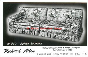 Advertising Postcard, RPPC, Richard Allen Furniture Manufacturing,Los Angeles CA