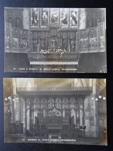 2 x PETERBOROUGH St. John's Church INTERIOR & ALTAR c1920s RP Postcard