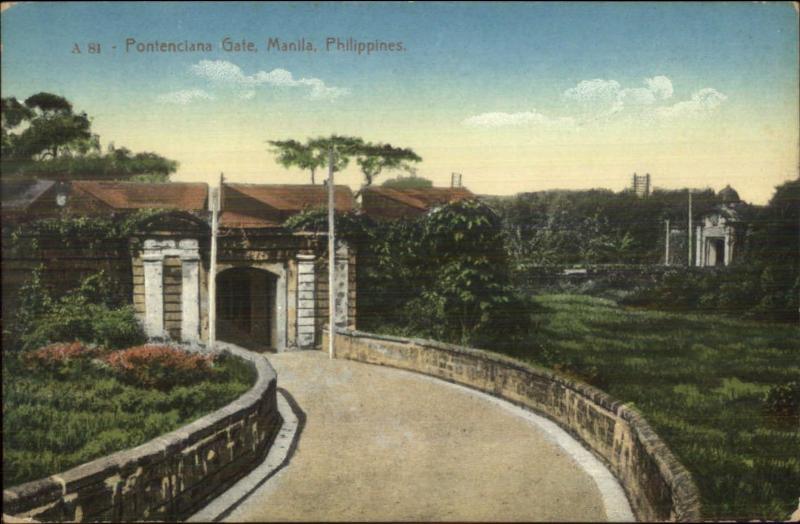 Manila Philippines Pontenciana Gate c1910 Postcard