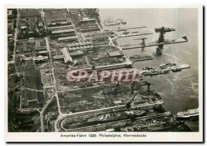 Postcard Modern Zeppelin Aviation Amerika Fahrt 1928 Philadelphia Marinedocks