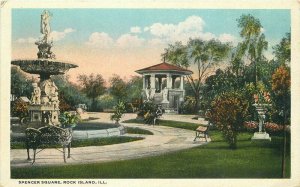 Rock Island Illinois Spencer Square 1920s Postcard 20-209