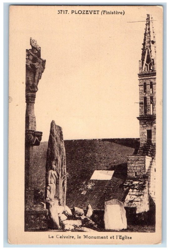 Russia Postcard Calvary The Monument and Church Plozevet c1920's