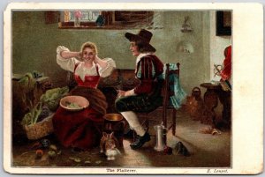 The Flatterer Portrait Of Young Lady With The Boy Continental Art Postcard