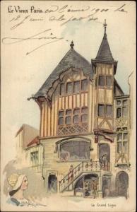1900 Paris Universelle Expo Le Grand Logis Artist Signed Postcard