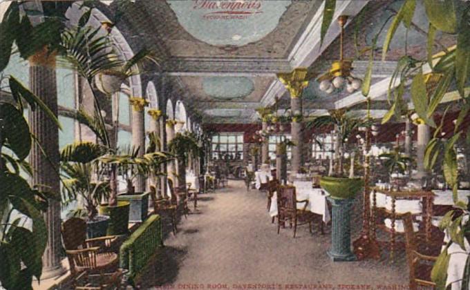 Washington Spokane Main Dining Room Davenport's Restaurant 1908