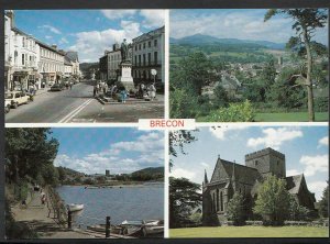 Wales Postcard - Views of Brecon - The Bulwark & Brecon Cathedral  LC4251