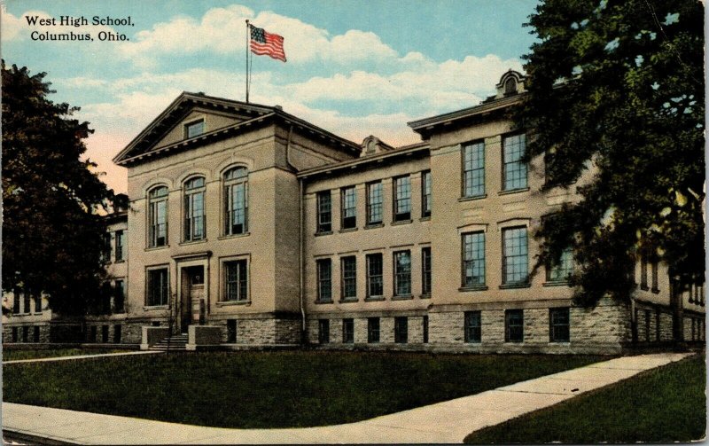 Vintage West High School Columbus Ohio OH Franklin County Antique Postcard