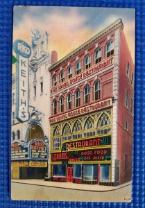 Vintage ADAM'S HOUSE Restaurant and Keith's Theater Boston MA Linen Postcard