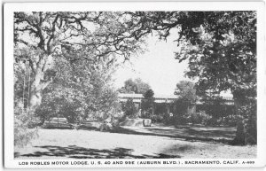 Sacramento, California LOS ROBLES MOTOR LODGE Roadside c1940s Vintage Postcard