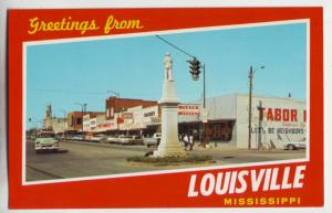 P1102 vintage unused old cars st signs etc greetings from louisville mississippi