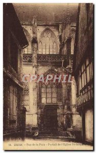 Old Postcard Lisieux Rue peace portal of & # 39eglise St Jacques