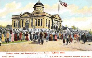 Inaugaration Governor Frantz Carnegie Library Guthrie Oklahoma 1910c postcard