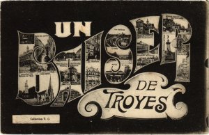 CPA TROYES - Un Baiser collage dans les typos (71981)