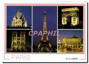 Modern Postcard Paris Sacre Coeur Notre Dame Arc de Triomphe Eiffel Tower Opera