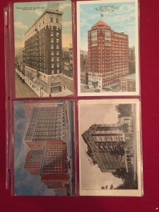 Kansas City 4 Vintage postcards ,Westgate,Aladdin, Muehlebach, St.Regis Hotels