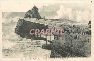 Old Postcard Biarritz BP Wave the Rock of the Virgin