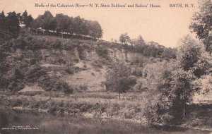 Postcard Bluffs Cohocton River NY State Soldiers + Sailors Home Bath NY