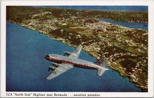 TCA 'North Star' Skyliner over Bermuda Trans-Canada Airlines Plane Postcard H28