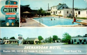 Postcard Swimming Pool at Shenandoah Motel in Front Royal, Virginia