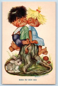 Arnold Tilgmann Artist Signed Postcard Ugly Kids Bara Du Och Jag Rabbit Sweden