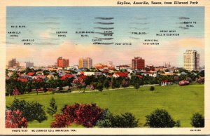 Texas Amarillo Skyline From Ellwood Park 1942 Curteich