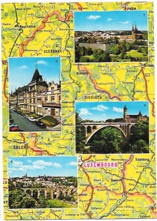 Luxembourg Map and City Sites.  Unused.