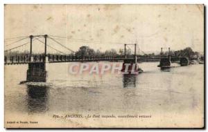 Old Postcard Ancenis The newly restored Suspension Bridge