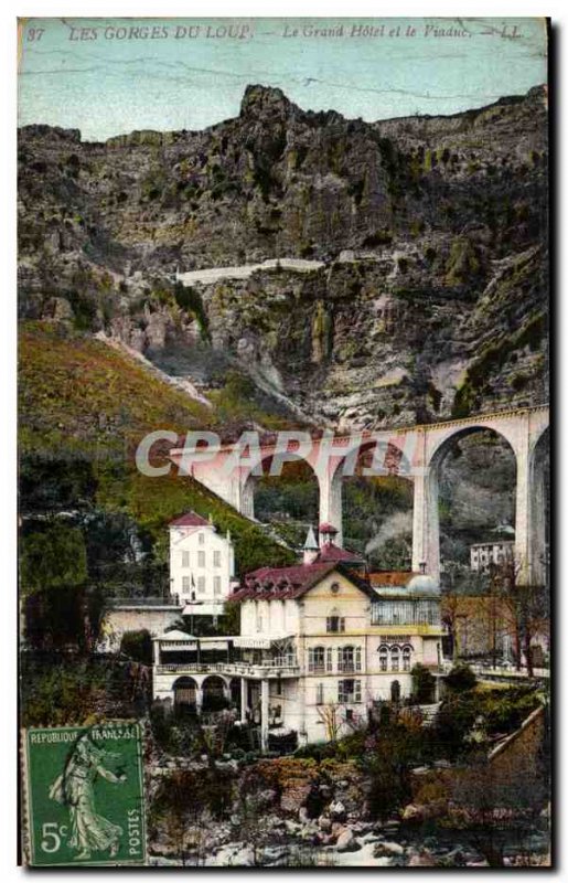 Old Postcard Gorges Du Loup Grand Hotel and the viaduct