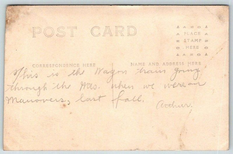 RPPC 1913  Schofield Barracks  Hawaii  US Army   Wagon Train  Postcard