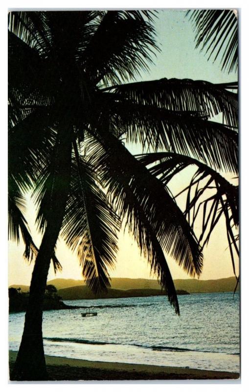 1969 Sunset at Buccaneer Beach, St. Croix, USVI Postcard