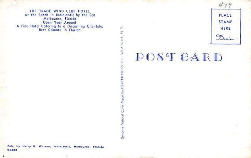 Trade Wind Club Hotel Melbourne FL Postcard
