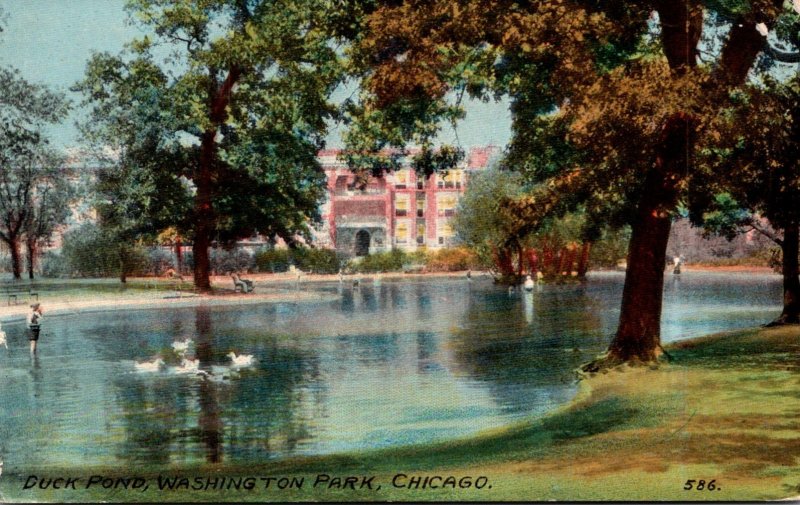 Illinois Chicago Washington Park Duck Pond 1913