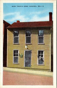 VINTAGE POSTCARD MARK TWAIN'S HOME AT HANNIBAL MISSOURI WHITE BORDER LINEN