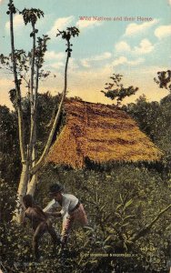 PANAMA CANAL ZONE WILD NATIVES AND THEIR HOMES POSTCARD 1916