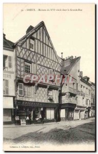 Postcard Dreux Old Houses In La Grande Rue Epicerie