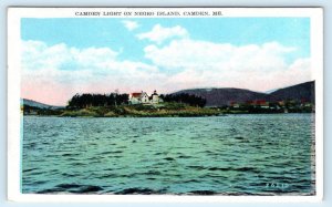 CAMDEN, Maine ME ~ Lighthouse CAMDEN LIGHT on NEGRO ISLAND c1920s Postcard