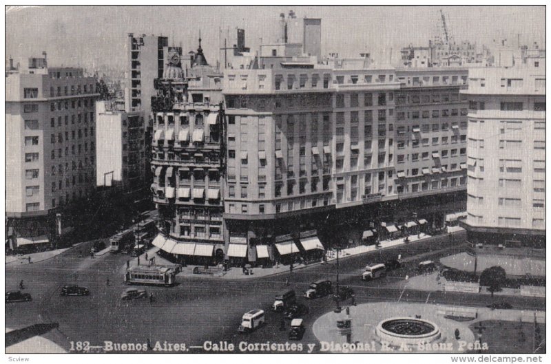 Buneos Aires , Argentina , 1930s ; Calle Corrientes y Diagonal R.A. Saenz Pina